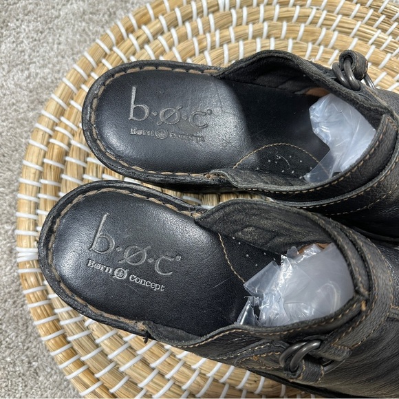 b.o.c Women’s Leather Mule Clogs Sandals Slip On Comfort Pilgrim in Black Size 9 - Picture 6 of 16